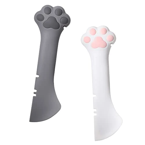 Jingmezhi Pet Dog Cat Paw Design Silicone Mini Spatula Scooping Can Food Opener (1 White+ 1 Gray) 1 Jingmezhi Pet Dog Cat Paw Design Silicone Mini Spatula Scooping Can Food Opener (1 White+ 1 Gray)