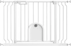 Baby Gate With Cat Door, 29.5"-48" Auto Close Durable Metal Dog Gate For Stairs, Doorways And House, Easy Walk Thru Safety Gate With Pet Door, Includes 4 Wall Cups And 2 Extension Pieces, 30in Tall -Zoomie Shop 318BJJ5LeJL. AC