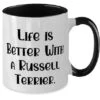 GENERIC Unique Russell Terrier Dog Two Tone 11oz Mug, Life Is Better With A, Present For Pet Lovers, Sarcastic Gifts From Friends, Dog Toys, Dog Beds, Dog Food, Dog Bowls, Dog Collars, Dog Leashes