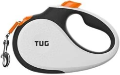 TUG 360° Tangle-Free Retractable Dog Leash With Anti-Slip Handle | 16 Ft Strong Nylon Tape| One-Handed Brake, Pause, Lock (Medium, Grey) -Zoomie Shop 31JHSPDEGTL. AC