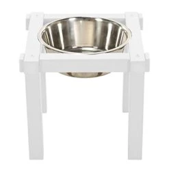 Original Pawley's Island White Raised Pet Station, Food & Water, Handcrafted In The Carolinas -Zoomie Shop 31OOsJOPyML