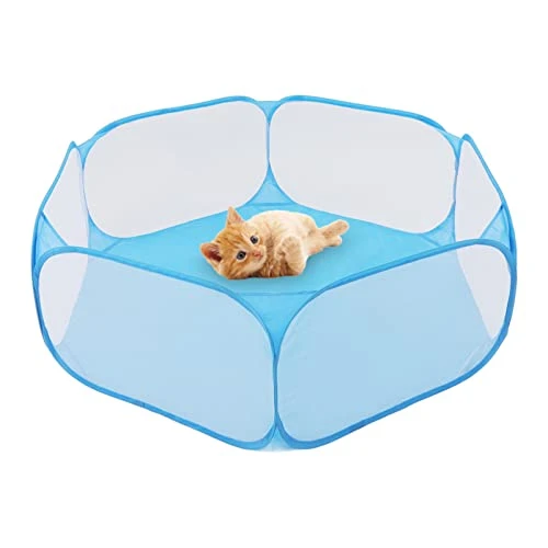 Small Pet Playpen Interactive Portable Foldable Small Pet Cage Tent Heavy Duty Pet Cage Tent Blue 3 Small Pet Playpen Interactive Portable Foldable Small Pet Cage Tent Heavy Duty Pet Cage Tent Blue - Image 3