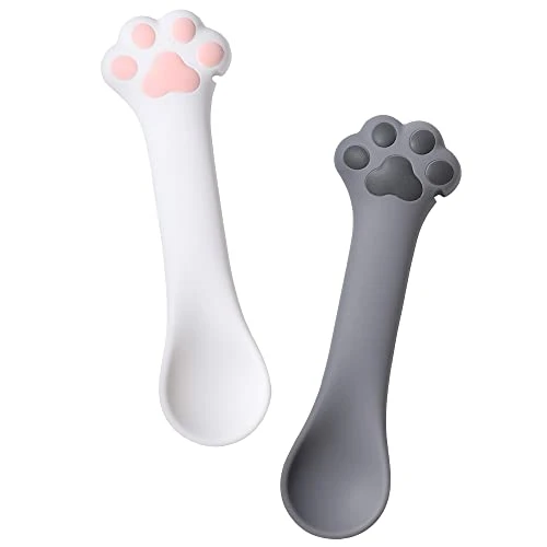 Jingmezhi Pet Dog Cat Paw Design Silicone Mini Spatula Scooping Can Food Opener (1 White+ 1 Gray) 7 Jingmezhi Pet Dog Cat Paw Design Silicone Mini Spatula Scooping Can Food Opener (1 White+ 1 Gray) - Image 7