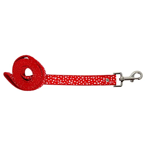 Steel Mill & Co Cute 6ft Long Dog Leash, Heavy Duty Canvas, 6 Foot Lead For Small And Medium Dogs, Paws And Dots (Red) 2 Steel Mill & Co Cute 6ft Long Dog Leash, Heavy Duty Canvas, 6 Foot Lead For Small And Medium Dogs, Paws And Dots (Red) - Image 2