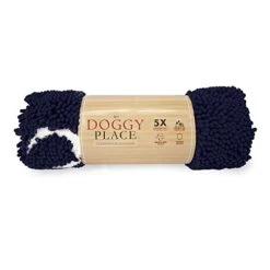My Doggy Place Microfiber Dog Mat For Muddy Paws, 60" X 36" Navy Blue With Paw Print - Non-Slip, Absorbent And Quick-Drying Dog Paw Cleaning Mat, Washer And Dryer Safe - X-Large/Runner