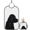 Funnywall88 Adult Bibs Black Puppy Dog Pets Waterproof Apron For Elderly, Women For Eating With Adjustable Strap Snap Closure - Washable With Optional Crumb Catcher, Reusable, Large