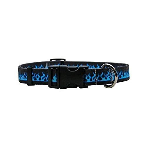 Blue Flames Dog Collar - Size Large 18" To 28" Long 1 Blue Flames Dog Collar - Size Large 18" To 28" Long