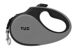 TUG 360° Tangle-Free Retractable Dog Leash With Anti-Slip Handle | 16 Ft Strong Nylon Tape| One-Handed Brake, Pause, Lock (Medium, Grey)