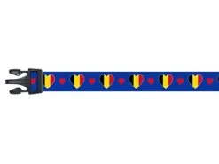 Dog Collar | I Love Belgium | Hearts | Great For National Holidays, Special Events, Festivals, Parades | Made In USA | XSmall Small Medium Large XLarge