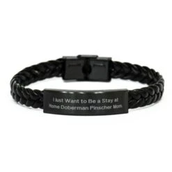 GENERIC Cheap Doberman Pinscher Dog Braided Leather Bracelet, I Just Want To Be A Stay At Home, Cheap Gifts For Dog Mom, Pet Toys, Pet Treats, Pet Food, Pet Supplies, Pet Products
