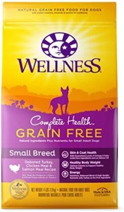 Wellness Complete Health Grain-Free Small Breed Dry Dog Food, Natural Ingredients, Made In USA With Real Turkey, For All Lifestages (Turkey, Chicken & Salmon, 4-Pound Bag) -Zoomie Shop 41 ql07 XmL. AC