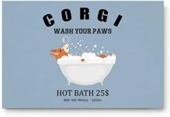 Animals Doormats, Non Slip Washable Indoor Mat, Quickly Absorb Moisture And Resist Dirt Rugs For Enterway 18x30 Inch Pet Dog Corgi Wash Your Paws In Bathtub -Zoomie Shop 41 vCmeFchL. AC