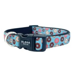 Aloha Dog Co Dog Collar Tropical Floral Hawaii Personalized Soft Comfortable Adjustable Basic Collars For Small Medium Large Dogs Walking Running Training (Medium, Donut)
