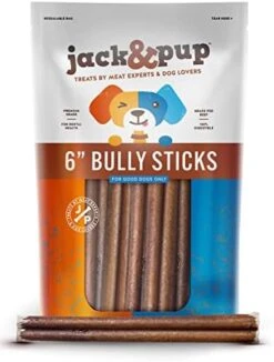 Jack&Pup Dog Bully Sticks For Medium Dogs, Odor Free Bully Sticks For Puppies - All Natural Single Ingredient Dog Treat Bully Chew Sticks For Dogs (Standard Bully Stick, 6 Inch (Pack Of 7)) -Zoomie Shop 4128UHHGT6L. AC