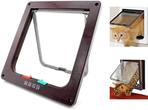 XIAOYU Interior 4 Ways Locking Cat Dog Door & Flaps, Brown, Large 7 XIAOYU Interior 4 Ways Locking Cat Dog Door & Flaps, Brown, Large - Image 7