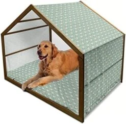 Lunarable Farming Wooden Pet House, Organic Cucumbers Dill Pickles Healthy Food Vegetables Salad Homemade, Outdoor & Indoor Portable Dog Kennel With Pillow And Cover, Large, Fern Green And Emerald -Zoomie Shop 412tAXPKpkL. AC