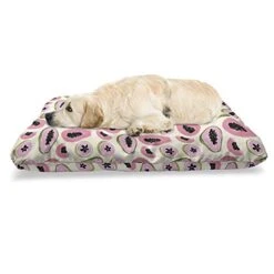 Ambesonne Papaya Pet Bed, Tropical Abstract Colored Halved Exotic Fruit Motif Natural Hawaiian Food Pattern, Chew Resistant Pad For Dogs And Cats Cushion With Removable Cover, 24" X 39", Multicolor