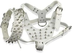 DOILNXH Spiked Studded Dog Collar And Harness Set 7 Colors Leather Collars And Harnesses For Medium Large Dogs Pitbull Mastiff Camouflage Large -Zoomie Shop 413yOSTRbhL. AC