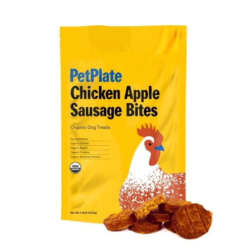 PetPlate Chicken Apple Sausage Bites, Human Grade Dog Treats, Pet Treats For All Life Stages, Dog Treats, Grain-Free, Organic And Real Ingredients, High Protein, Healthy Snacks (Pack Of 1, 4.5 Ounce) 1 PetPlate Chicken Apple Sausage Bites, Human Grade Dog Treats, Pet Treats For All Life Stages, Dog Treats, Grain-Free, Organic And Real Ingredients, High Protein, Healthy Snacks (Pack Of 1, 4.5 Ounce)