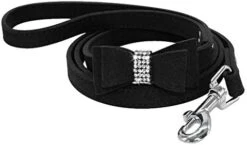 Kuntrona Suede Leather Small Dog Cat Leash Bling Rhinestone Dog Pet Walking Leash Leads With Cute Bowknot For Small Medium Dogs Running Black Free Size -Zoomie Shop 415ZXtB1mlL. AC