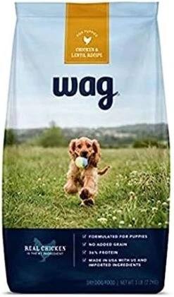 Amazon Brand - Wag Grain Free Dry Dog Food For Puppies, Chicken & Lentil Recipe (15 Lb. Bag) -Zoomie Shop 4164J2WzV5L. AC