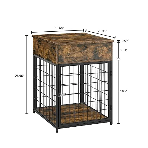 Furniture Style Dog Crate, Decorative Dog Kennel End Table, Storage Drawer, Indoor Dog House For Small Dogs, Rustic Brownn 2 Furniture Style Dog Crate, Decorative Dog Kennel End Table, Storage Drawer, Indoor Dog House For Small Dogs, Rustic Brownn - Image 2