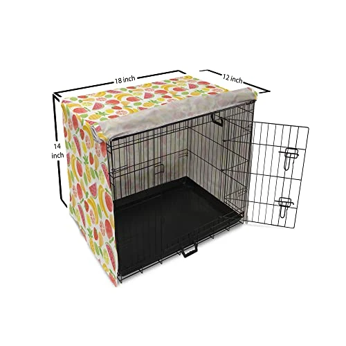 Lunarable Watermelon Dog Crate Cover, Hawaiian Food Pattern With Pineapple Strawberry Lemons And Bananas Grunge Effect, Easy To Use Pet Kennel Cover For Small Dogs Puppies Kittens, 18 Inch, Multicolor 4 Lunarable Watermelon Dog Crate Cover, Hawaiian Food Pattern With Pineapple Strawberry Lemons And Bananas Grunge Effect, Easy To Use Pet Kennel Cover For Small Dogs Puppies Kittens, 18 Inch, Multicolor - Image 4
