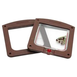 4 Way Safe Lockable Cat Dog Door Small Dog Kitten Lock Flap Pet Tunnel White Brown Plastic Animal Small Pet Cat Dog Gate -Zoomie Shop 416yJF9BK5L