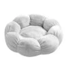 SONGBIRDTH Cat Dog Cushion Round Flower Waterproof Washable Pet Warm Sleeping Plush Bed,Breathable Cotton Blend,Removable Easy To Clean Grey S