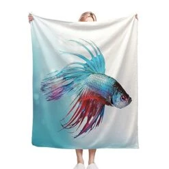 Sky Blue Dark Coral Throw Blanket For Couch, Bed, Sofa. Super Soft Lightweight Blanket, Throw Blanket Cozy, Warm And Breathable Fish Swimming Aquarium Sea Animal 70x80 Inches Aquarium