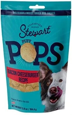 Stewart Freeze Dried Dog Treats, PuffPops Bacon Treats For Dogs, Made In USA With Real Bacon, Natural, Limited Ingredient Bacon Dog Treats, Bacon Cheeseburger Recipe, 5.8 Ounces, Resealable Pouch -Zoomie Shop 418ovvVB0rL. AC