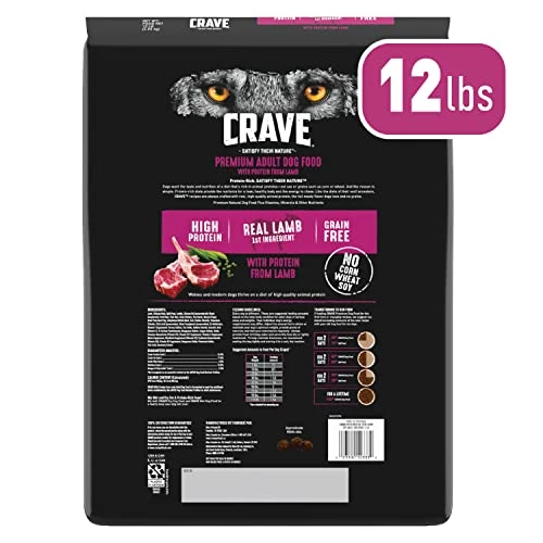 CRAVE Grain Free High Protein Adult Dry Dog Food With Lamb, 12 Lb. Bag 1 CRAVE Grain Free High Protein Adult Dry Dog Food With Lamb, 12 Lb. Bag
