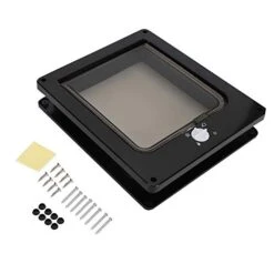 Pet Door, 4 Way Locking Large Weatherproof Door For Cat Dog Built In Magnets Detachable Privacy Door Flap Intelligent Control For Door Screen Wall(Black)