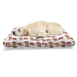 Ambesonne Food Pet Bed, Simplistic Pattern Of Appetizing Tacos And Soda Cups Doodle Drawing Print, Chew Resistant Pad For Dogs And Cats Cushion With Removable Cover, 24" X 39", Multicolor