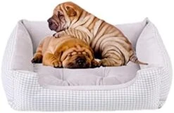 Dog Beds For Large Dogs Winter Warm Kennel Plush Beds S- L Plaid Mat Cat Sleeping Bed For Dog (Small,Grey) -Zoomie Shop 41EON2PiGZL. AC