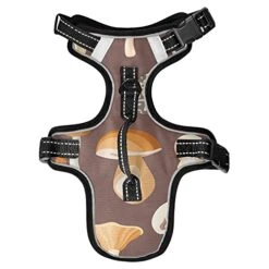 Poeticcity Mushrooms Natural Fungus Mushrooming Organic Food On Brown No Pull Vest Harness, Padded Reflective Adjustable Harnesses For Small To Large Dogs Cats With Leash Clips Easy Control Handle S