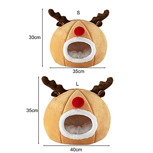 JENPECH Christmas Style Cat Bed House - Comfortable Christmas Reindeer Shape Dog Bed Cave Warm Sleeping Bag Sofa Cushion Nest For Small Puppies Kitten Camel S 6 JENPECH Christmas Style Cat Bed House - Comfortable Christmas Reindeer Shape Dog Bed Cave Warm Sleeping Bag Sofa Cushion Nest For Small Puppies Kitten Camel S - Image 6