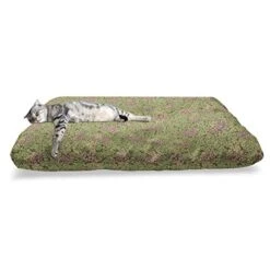 Ambesonne Fruit Pet Bed, Vintage Design Grape Bunches And Leaves Fresh Food Drawing, Chew Resistant Pad For Dogs And Cats Cushion With Removable Cover, 24" X 39", Green Brown