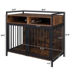 Dog Crate For Large Dogs, Black Furniture Dog Crate, Large Dog Kennel Indoor, Heavy Duty Wood Dog Cage Table With Drawers Storage, Sturdy Metal, Inner Size: 38.6" L X 23.6" W X 31.5" H 9 Dog Crate For Large Dogs, Black Furniture Dog Crate, Large Dog Kennel Indoor, Heavy Duty Wood Dog Cage Table With Drawers Storage, Sturdy Metal, Inner Size: 38.6" L X 23.6" W X 31.5" H -Zoomie Shop 41GRCa7PvXL