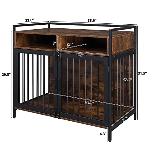 Dog Crate For Large Dogs, Black Furniture Dog Crate, Large Dog Kennel Indoor, Heavy Duty Wood Dog Cage Table With Drawers Storage, Sturdy Metal, Inner Size: 38.6" L X 23.6" W X 31.5" H 3 Dog Crate For Large Dogs, Black Furniture Dog Crate, Large Dog Kennel Indoor, Heavy Duty Wood Dog Cage Table With Drawers Storage, Sturdy Metal, Inner Size: 38.6" L X 23.6" W X 31.5" H - Image 3