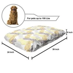 Ambesonne Fruits Pet Bed, Soft Toned Exotic Pineapple Tropical Diet Food Illustration, Chew Resistant Pad For Dogs And Cats Cushion With Removable Cover, 24" X 39", Marigold Dimgray -Zoomie Shop 41GTukx44OL