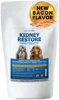 Kidney Restore Bacon Flavor Dog Treats: Low Protein Dog Treats For Kidney Health. Kidney Dog Treats For Kidney Function For Dogs. Renal Friendly Low Protein -Zoomie Shop 41GrXceSI6L. AC