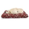 Ambesonne Mushroom Pet Bed, Autumn Pattern With Amanita Muscaria Psychedelic Food Forest Woodland, Chew Resistant Pad For Dogs And Cats Cushion With Removable Cover, 24" X 39", Burnt Sienna Red White