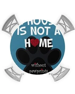 Aomike Round Fitted Tablecloth, Valentine's Day Pet Dog Paw Print Black Rose Flower Blue Elastic Edge Tablecloth Waterproof Wipeable Table Cover For Dinning Fits Tables Up To 36" - 44"