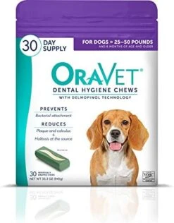 ORAVET Dental Chews For Dogs, Oral Care And Hygiene Chews (Medium Dogs, 25-50 Lbs.) Purple Pouch, 30 Count -Zoomie Shop 41Hi 93aj2L. AC