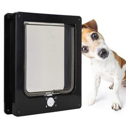 Pet Door, 4 Way Locking Large Weatherproof Door For Cat Dog Built In Magnets Detachable Privacy Door Flap Intelligent Control For Door Screen Wall(Black) -Zoomie Shop 41Hn8H5mXoL