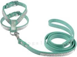 DOILNXH Suede Rhinestone Dog Harness And Leash Set Soft Diamante Pet Harness And Lead Step In For Small Medium Dogs Chihuahua Yorkshire Blue M -Zoomie Shop 41IDSyGasxL. AC 1