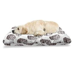 Ambesonne Cupcake Pet Bed, Delicious Desserts Food Yummy Chocolate Cake With Cherries Sketch, Chew Resistant Pad For Dogs And Cats Cushion With Removable Cover, 24" X 39", Muave Taupe And White