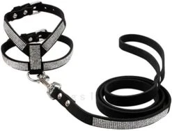 DOILNXH Suede Rhinestone Dog Harness And Leash Set Soft Diamante Pet Harness And Lead Step In For Small Medium Dogs Chihuahua Yorkshire Blue M -Zoomie Shop 41IKBHZ4uAL. AC