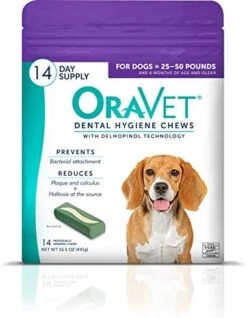 ORAVET Dental Chews For Dogs, Oral Care And Hygiene Chews (Medium Dogs, 25-50 Lbs.) Purple Pouch, 30 Count -Zoomie Shop 41IvEIdvkL. AC